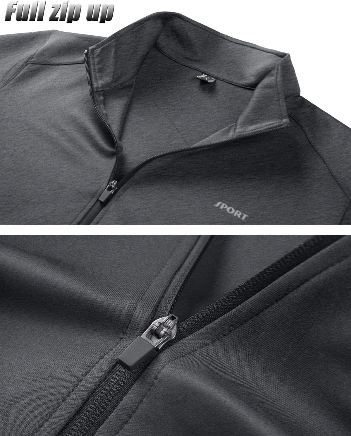 Athletic Tracksuit for Men Set 2 Piece Full Zip up Jacket Trousers Dark Grey, M